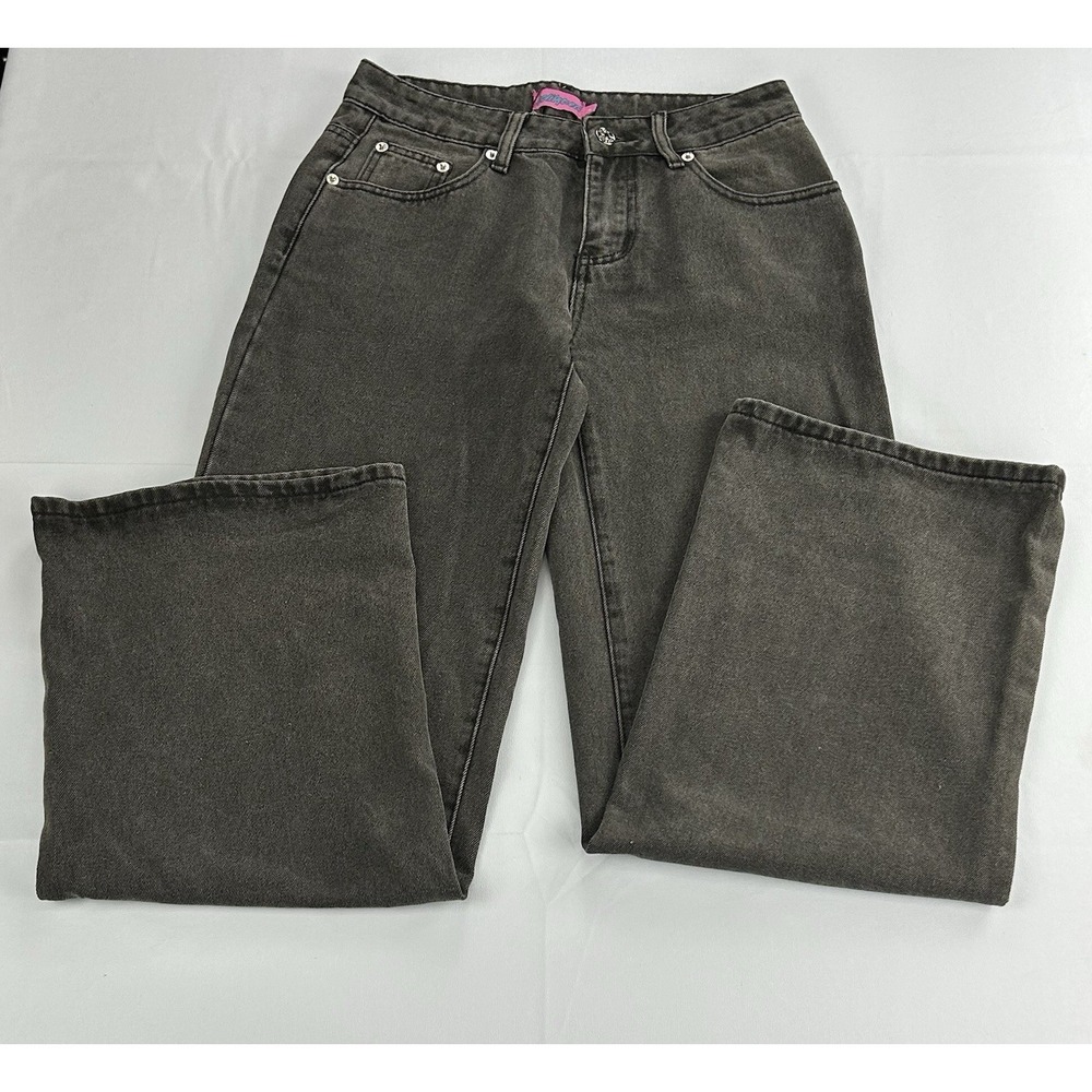 Edikted Wide Leg Jeans Womens S Black Washed High Rise Denim Pants Grunge Skater